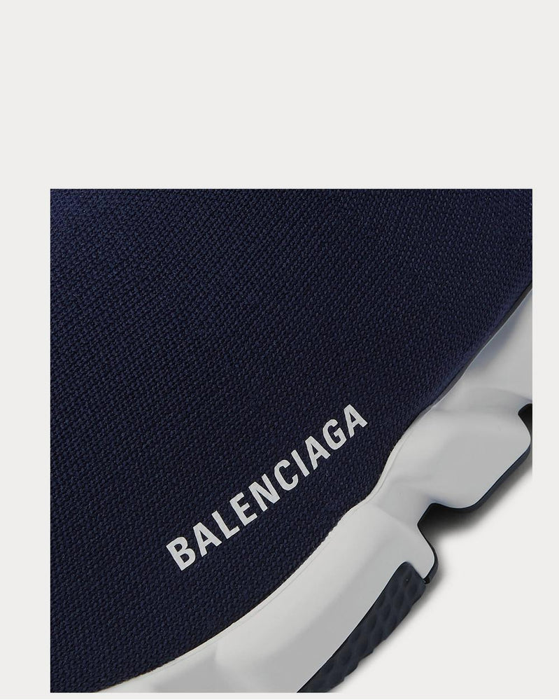 Balenciaga Speed Sock Stretch-Knit Slip-On  Navy high top sneakers - 5