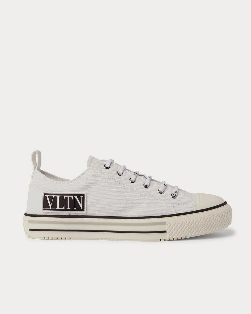 Valentino Logo-Appliquéd Rubber-Trimmed Canvas  White low top sneakers - 1