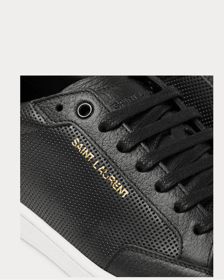 Saint Laurent Court Classic SL/10 Perforated Leather  Black low top sneakers - 4