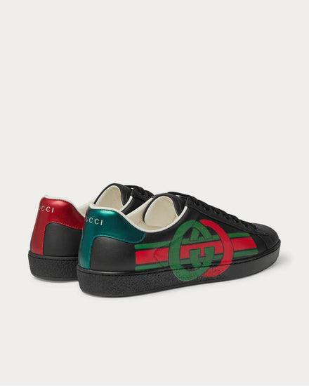 Gucci Ace Logo-Print Leather  Black low top sneakers - 4