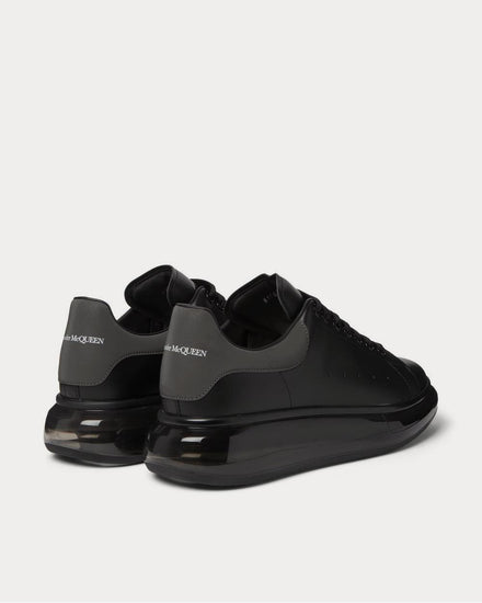 McQueen Exaggerated-Sole Reflective-Trimmed Leather  Black low top sneakers - 4