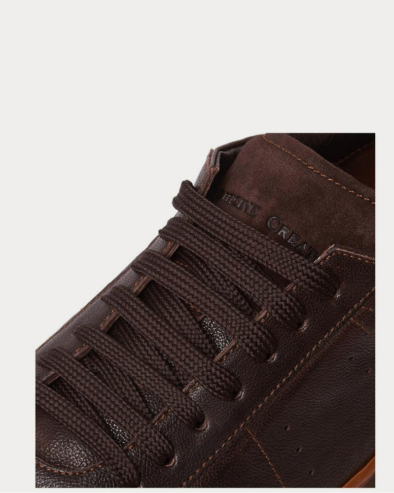 Officine Creative Kombo Nubuck-Trimmed Leather  Dark brown low top sneakers - 4