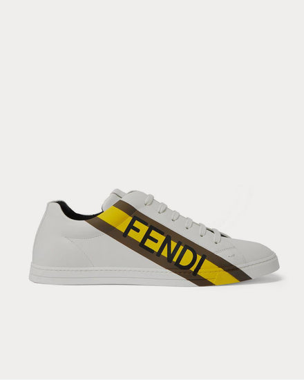 Fendi Logo-Print Leather  White low top sneakers - 1