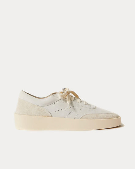 Fear of God Suede-Trimmed Nubuck Light Grey Low Top Sneakers - 1
