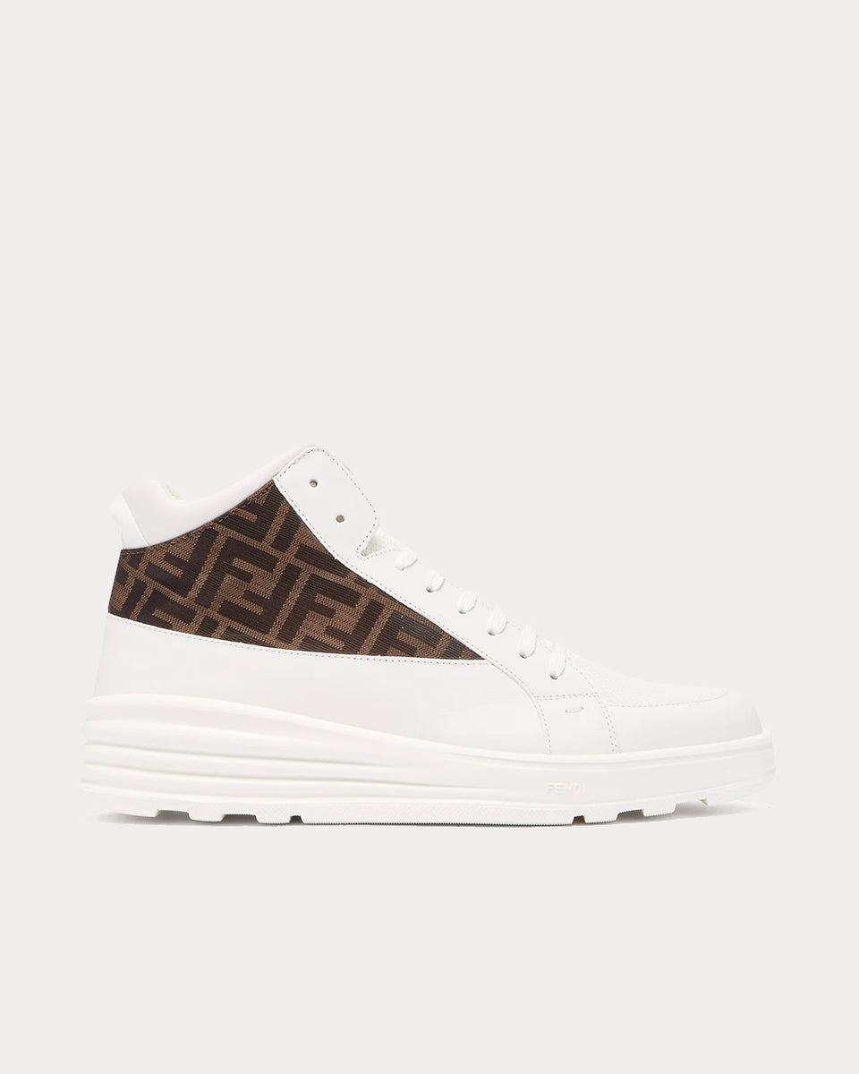 Fendi FF Jacquard White High Top Sneakers Sneak in Peace