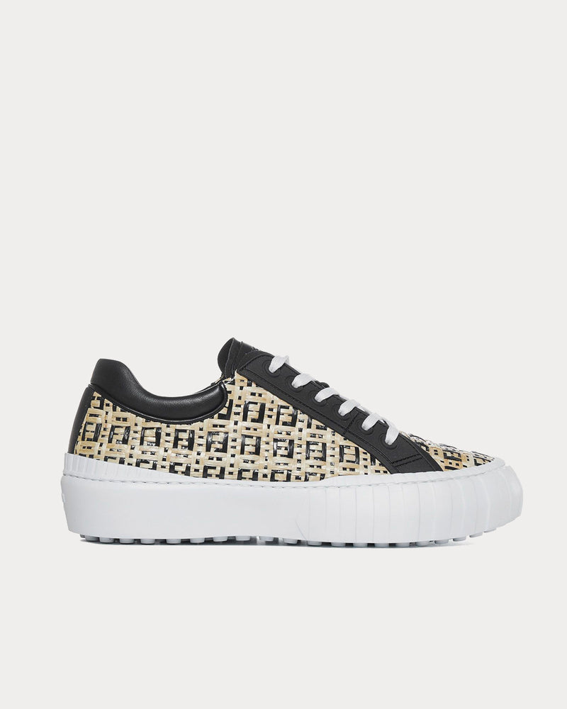 Fendi FF Woven Natural / Black Low Top Sneakers - 1