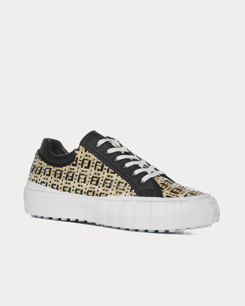 Fendi FF Woven Natural / Black Low Top Sneakers - 2