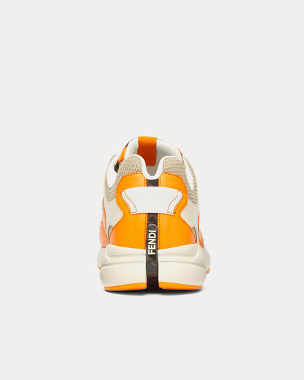 Fendi Faster Nubuck Leather Orange / Beige Low Top Sneakers - 4