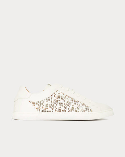 Fendi Laser-cut Logo White Low Top Sneakers - 1