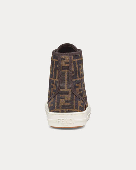 Fendi Women's Domino FF Jacquard Fabric Brown High Top