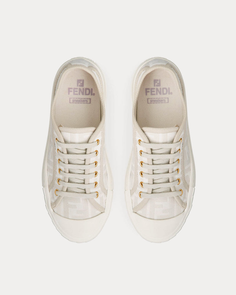 Fendi Domino FF Fabric White Low Top Sneakers - 2