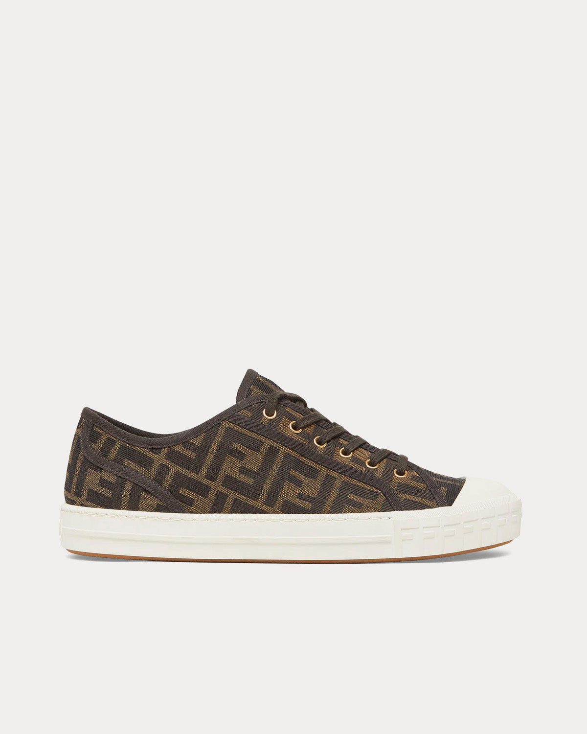 Fendi Women's Domino FF Fabric Brown Low Top Sneakers & Trainers
