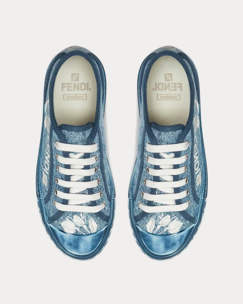 Fendi Women's Domino Denim Light Blue Low Top Sneakers