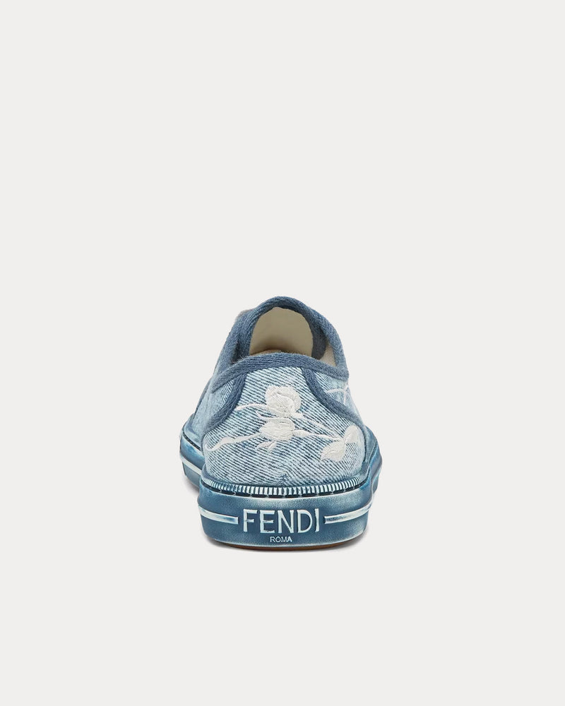Fendi Women's Domino Denim Light Blue Low Top Sneakers