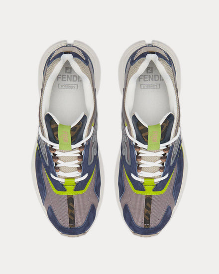 Fendi Faster Nubuck Leather Blue Low Top Sneakers - 2