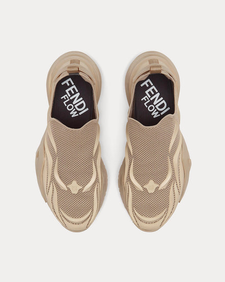 Fendi Flow Mesh Running Beige Slip On Sneakers - 2