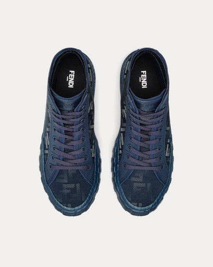 Fendi Men's Force Fabric Blue High Top Sneakers & Trainers