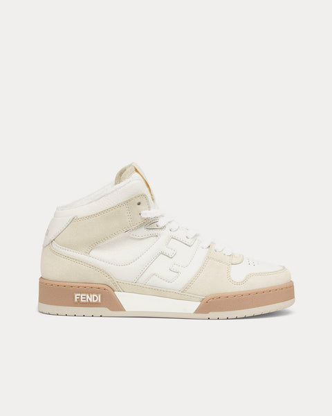 Match Leather White / Beige High Top Sneakers