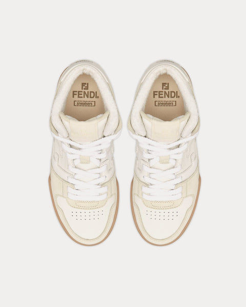 Match Leather White / Beige High Top Sneakers