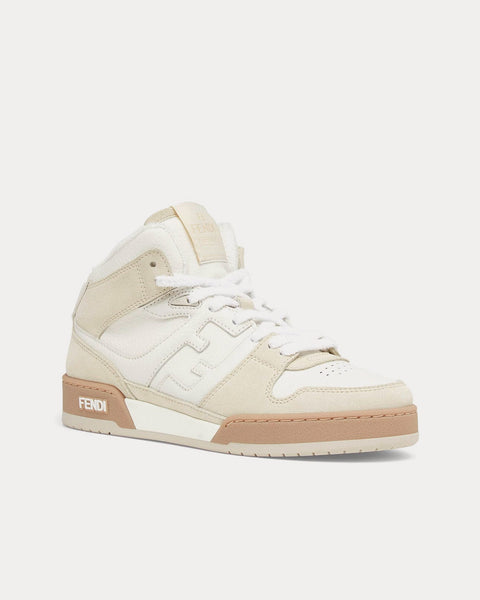 Match Leather White / Beige High Top Sneakers