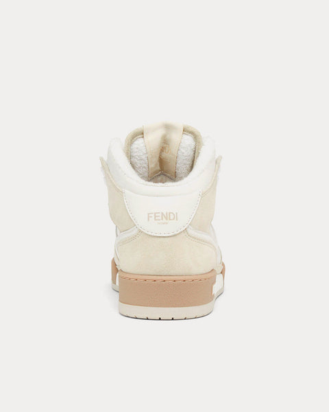 Match Leather White / Beige High Top Sneakers