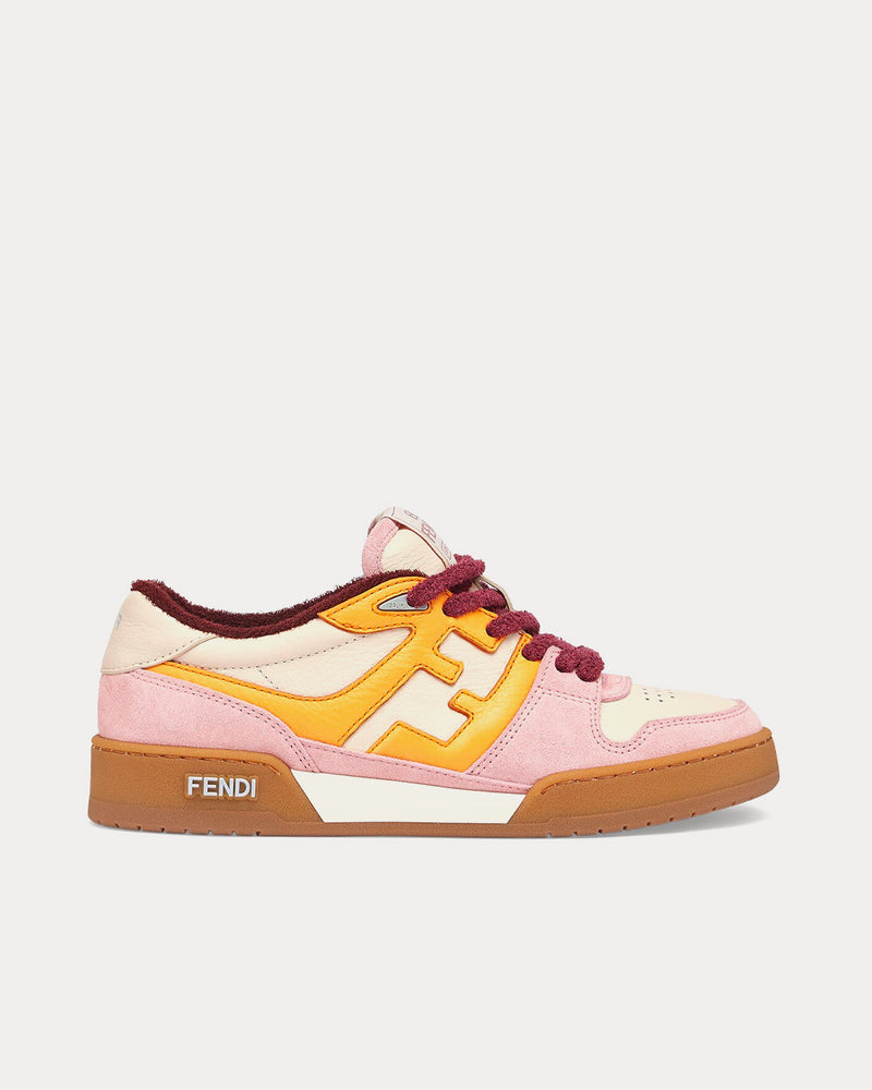 Fendi Match Suede Pink Low Top Sneakers - 1