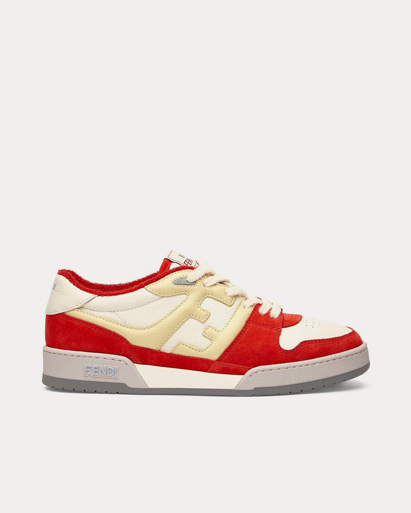 Fendi Match Leather Red Low Top Sneakers - 1