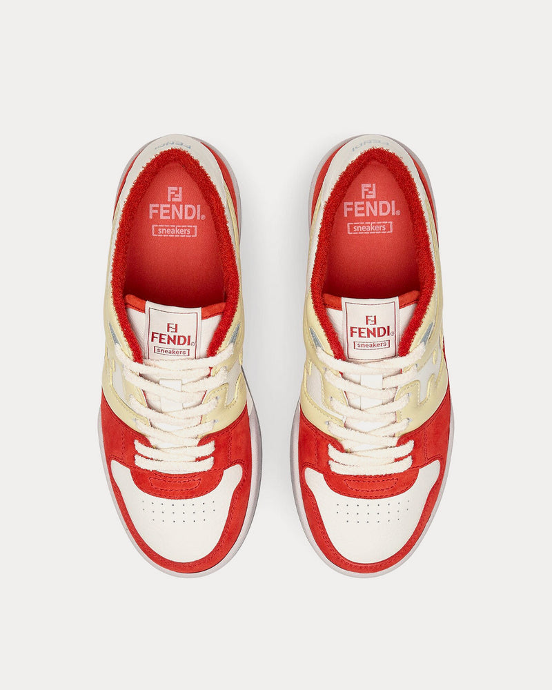 Fendi Match Leather Red Low Top Sneakers - 2