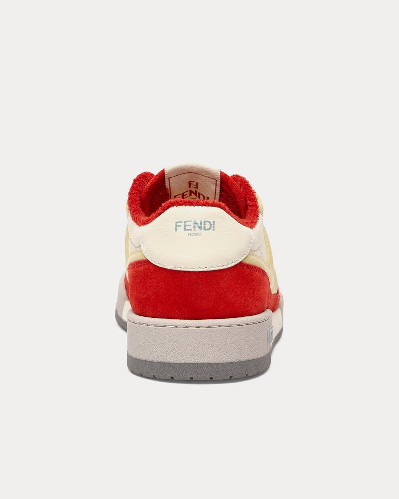 Fendi Match Leather Red Low Top Sneakers - 4