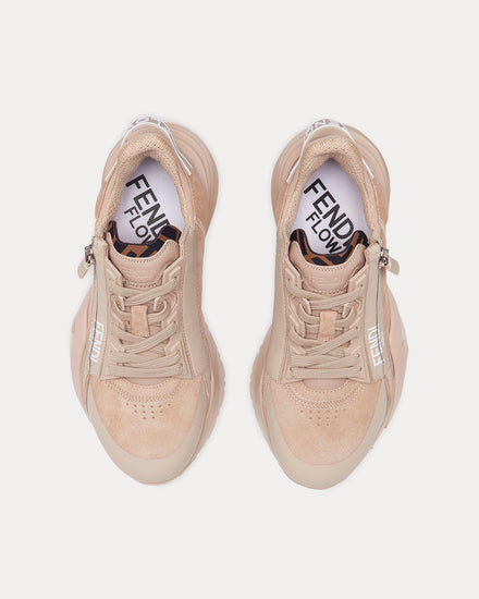 Fendi Women's Flow Leather Beige Low Top Sneakers