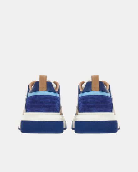Ferragamo Shaped Inserts Leather Blue / White Low Top Sneakers - 4