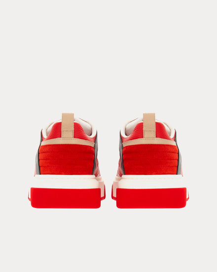 Ferragamo Shaped Inserts Leather Red / White Low Top Sneakers - 4