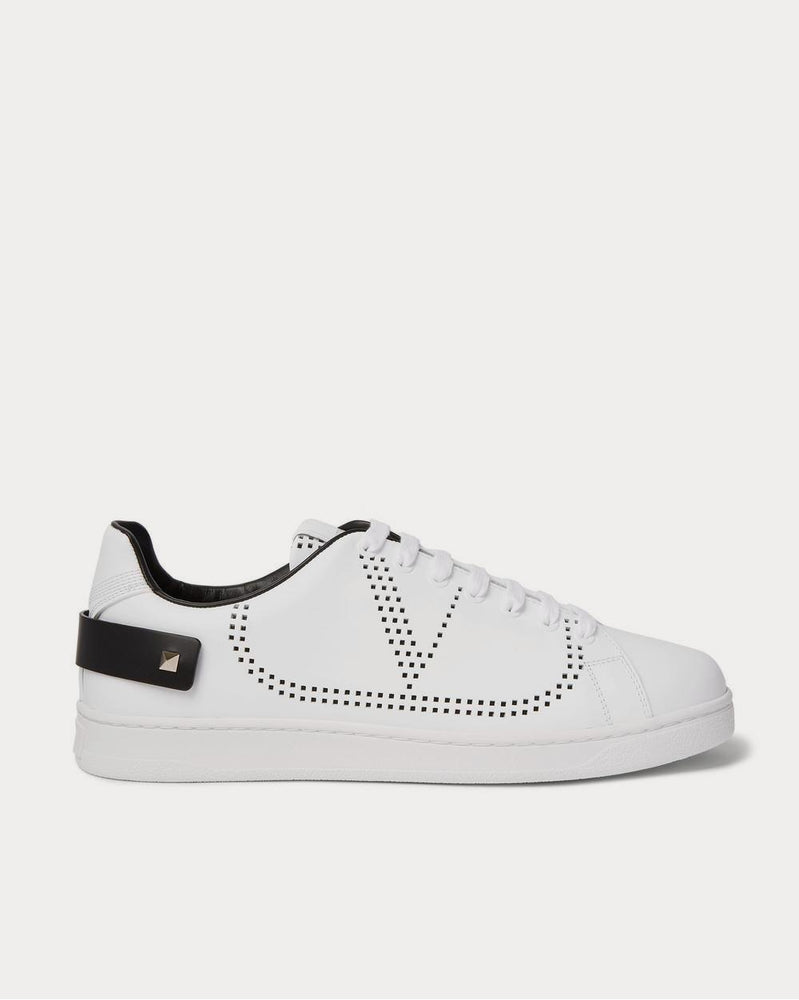 Valentino Backnet Perforated Leather  White low top sneakers - 1