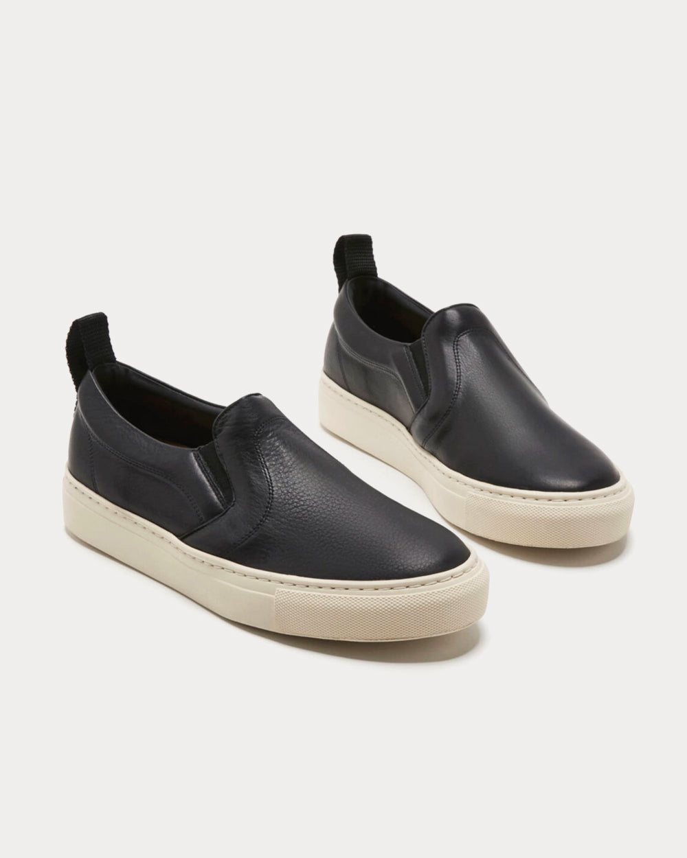 Flattered - Haga Leather Black Slip On Sneakers
