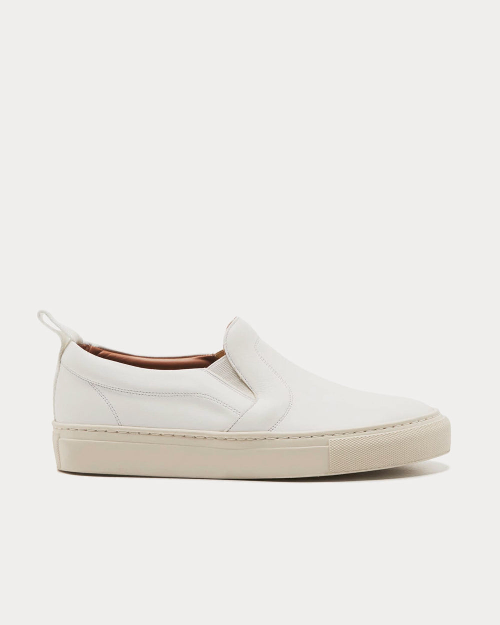 Flattered - Haga Leather White Slip On Sneakers