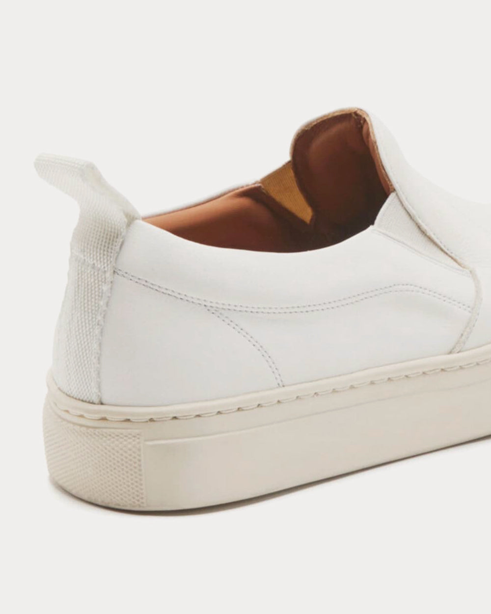 Flattered - Haga Leather White Slip On Sneakers