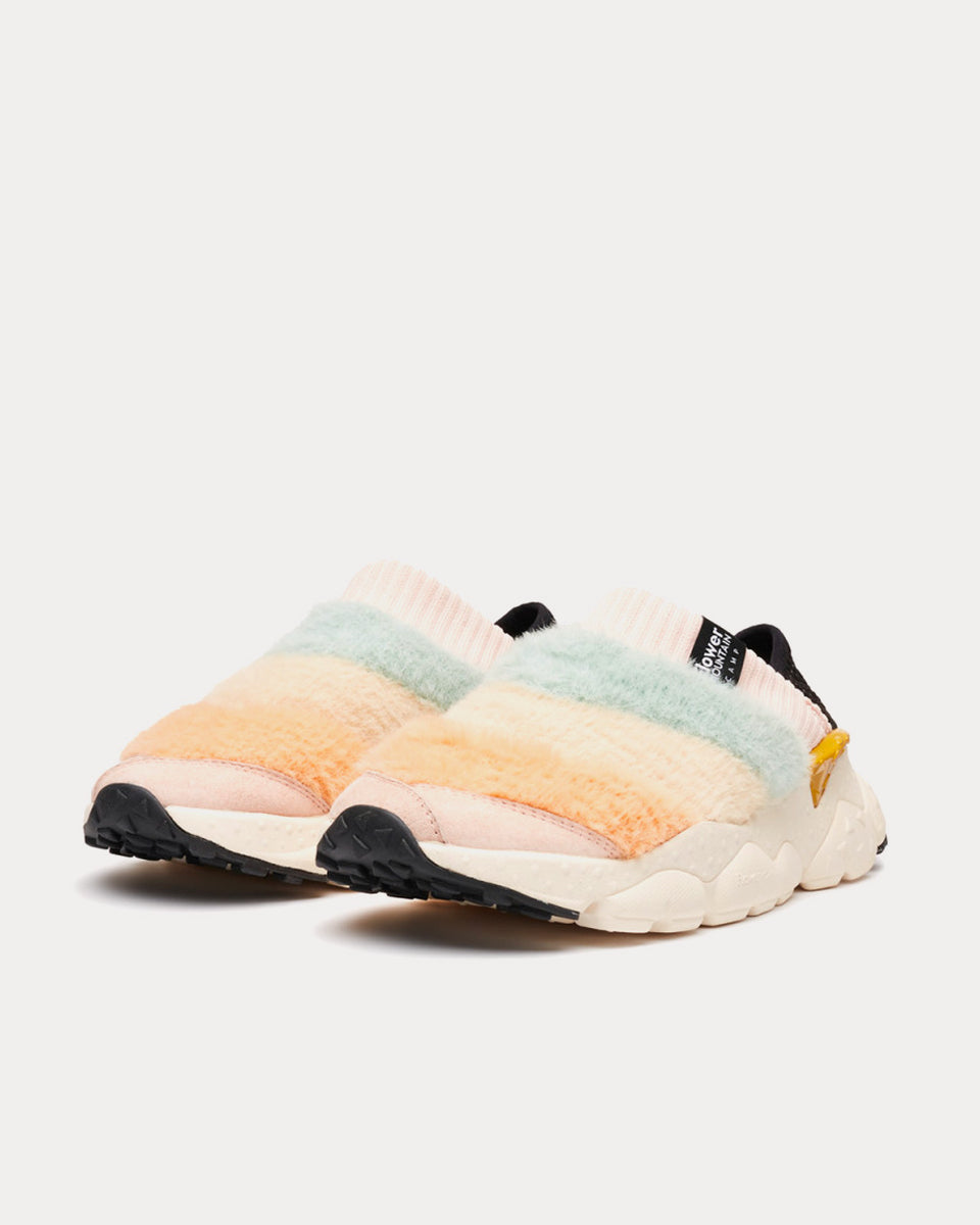 Flower Mountain Camp Faux Shearling Pink Orange Slip On Sneakers Sneak in Peace