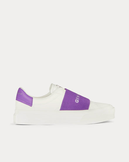 Givenchy City Sport Leather White / Purple Low Top Sneakers - 1