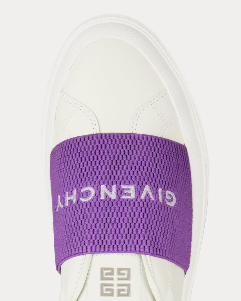Givenchy City Sport Leather White / Purple Low Top Sneakers - 5