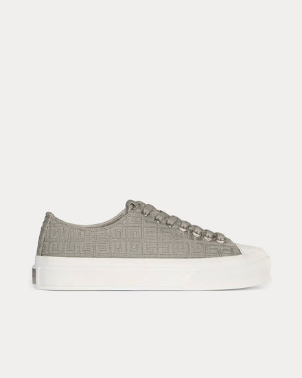 Givenchy City 4G Embroidered Canvas Storm Grey Low Top Sneakers - 1