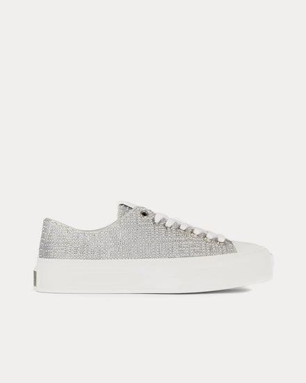 Givenchy City 4G Rhinestones Silvery Low Top Sneakers - 1