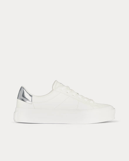 Givenchy City Leather White / Silvery Low Top Sneakers - 1
