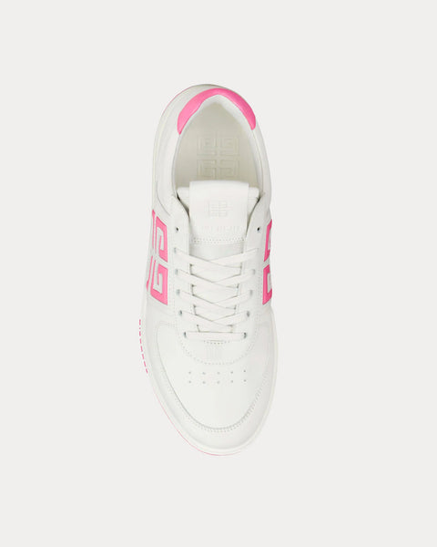 G4 Leather White / Pink Low Top Sneakers