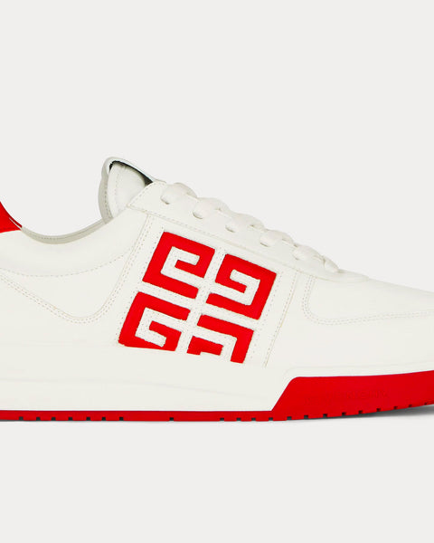 G4 Leather White / Red Low Top Sneakers
