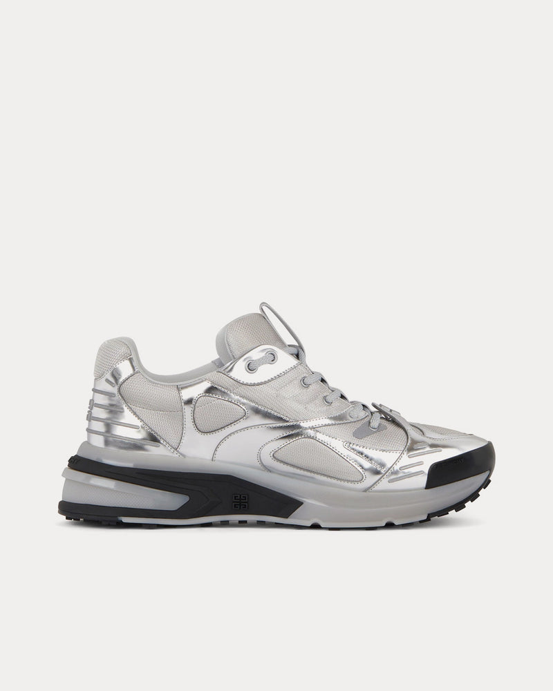Givenchy GIV 1 TR Mesh & Metallized Leather Silver Low Top Sneakers - 1