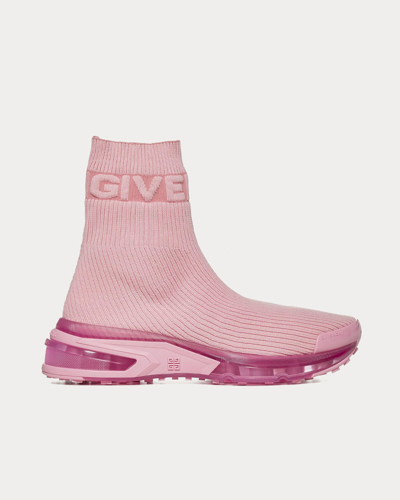 Givenchy GIV 1 Stretch Knit Baby Pink High Top Sneakers - 1