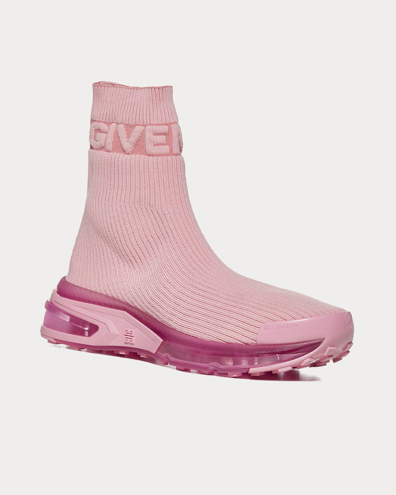 Givenchy GIV 1 Stretch Knit Baby Pink High Top Sneakers - 2