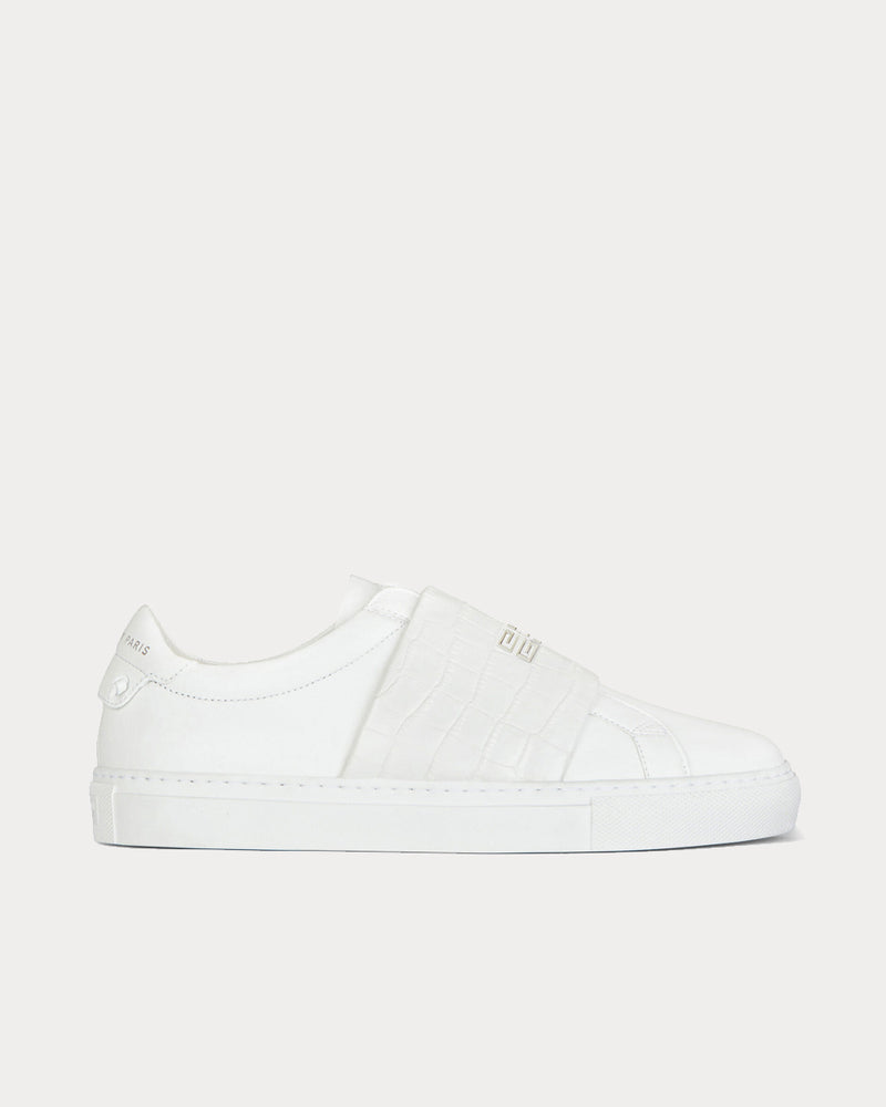 Givenchy Crocodile Effect Webbing White Low Top Sneakers - 1