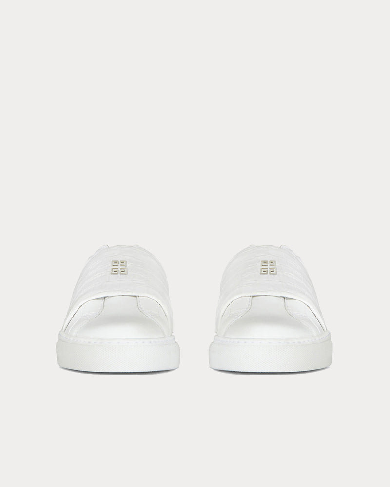Givenchy Crocodile Effect Webbing White Low Top Sneakers - 2