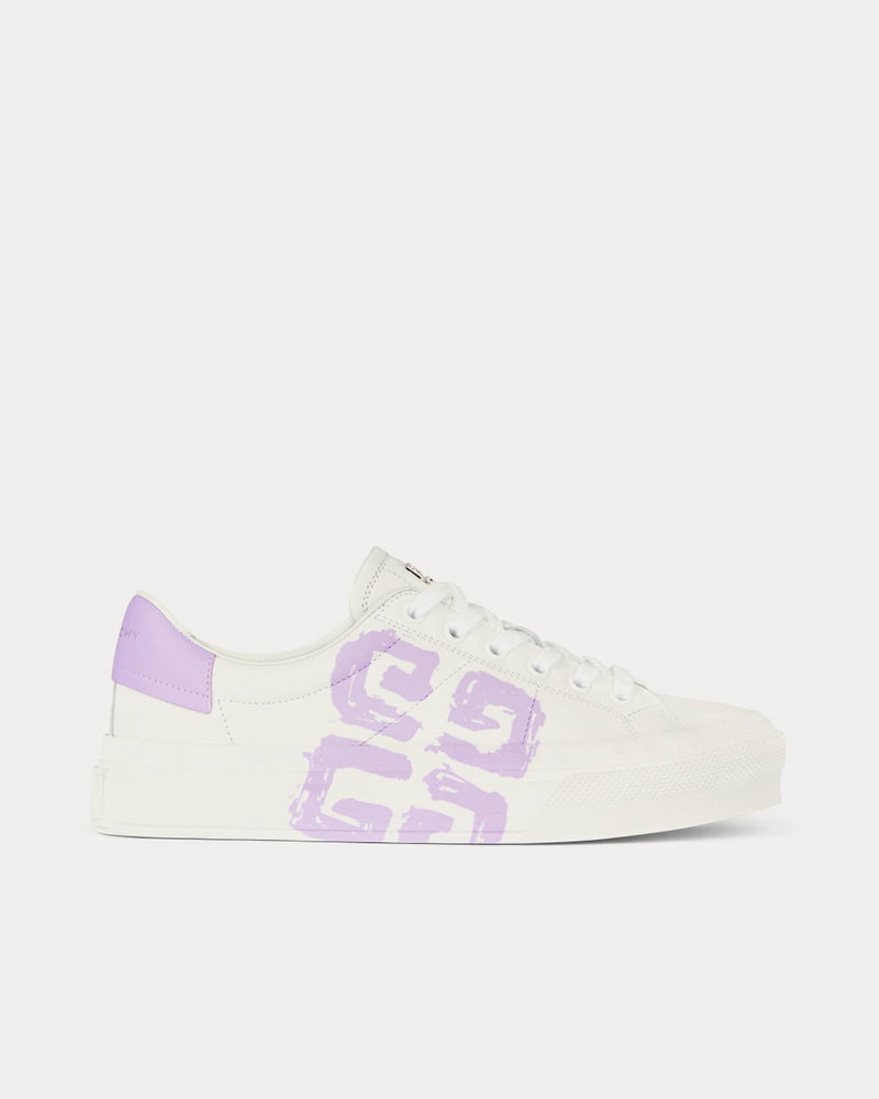 Givenchy x Josh Smith City Sport in 4G Printed Leather White / Lilac Low Top Sneakers - 1